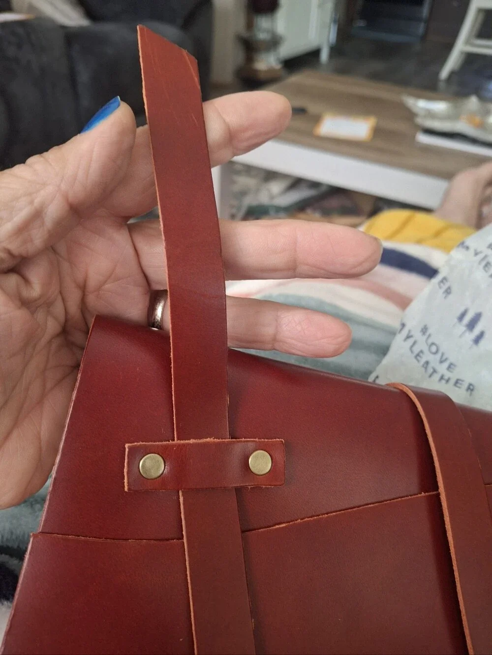 Handcrafted Red Leather Wrap Journal - Men Bags